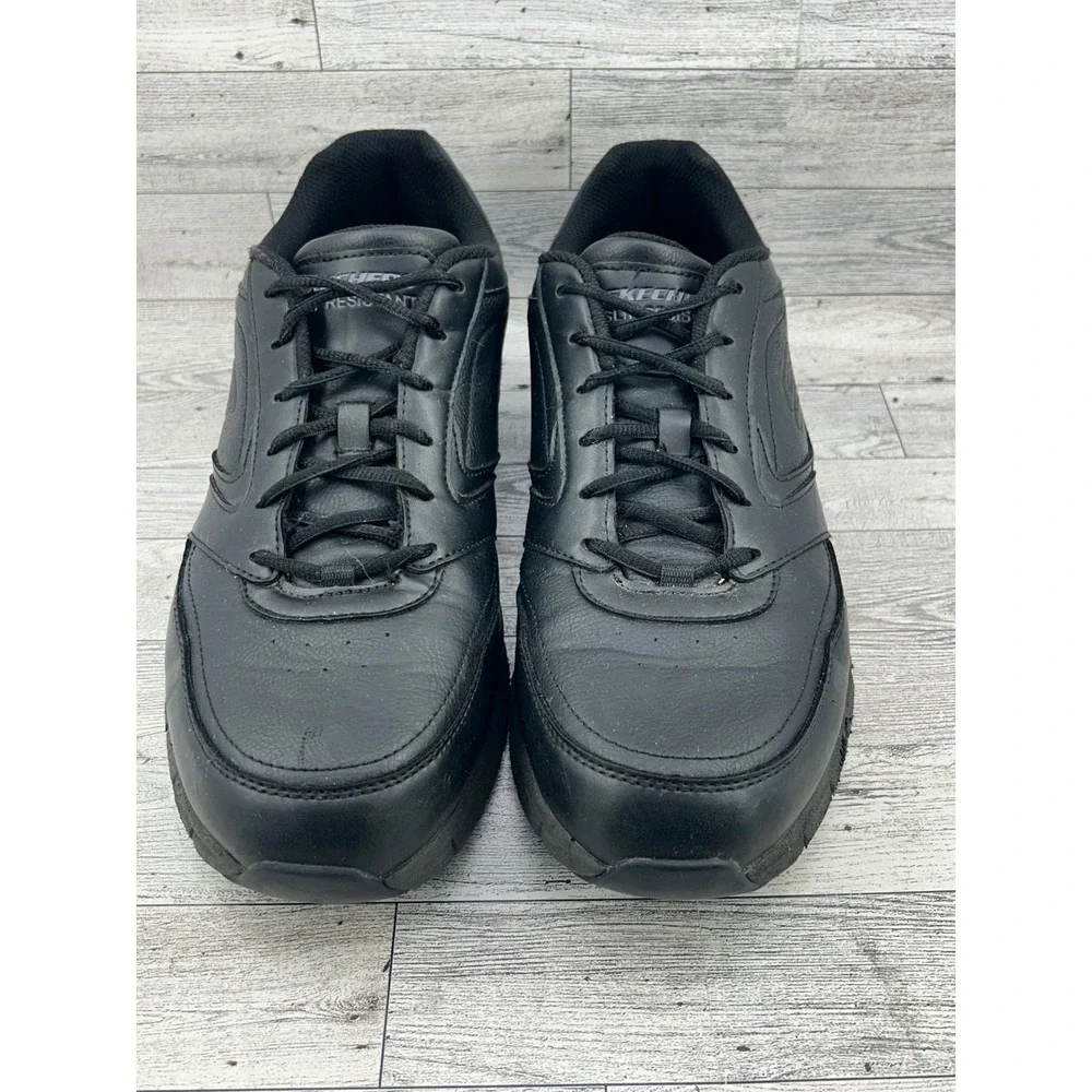 Skechers Work Slip Resistant EH Black‎ Memory Foam Leather Shoes Men US 13